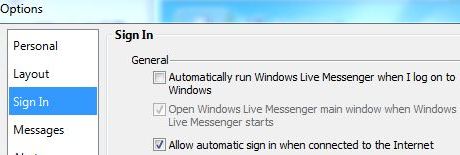 how do i stop windows live messenger from starting automatically