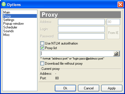 USDownloader Proxy Screen