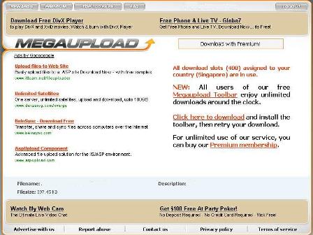 MegaUpload download slots limit