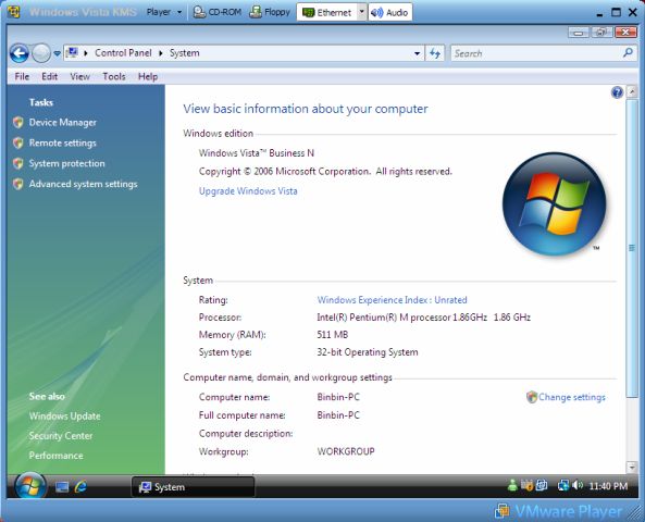Vista KM VMWare image