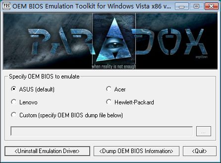 Bypass Vista Activation with Paradox OEM BIOS Emulation Toolkit v1.0