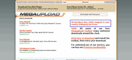 MegaUpload Download Slots Limit