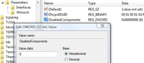 Disable Teredo in Registry