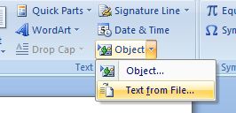 Insert Text from File in Office 2007