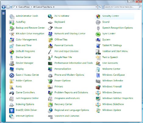 All Items in Windows 7 Control Panel