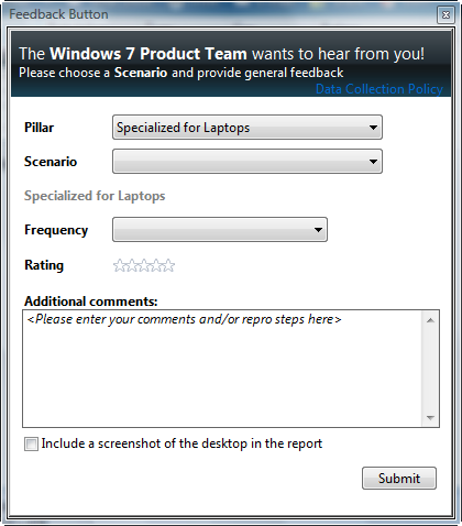 Windows 7 Feedback Tool