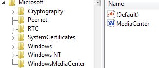 Registry Setting to Disable Windows Medic Center (MCE)