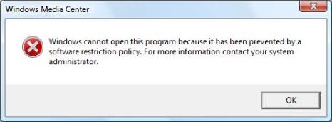 Windows Media Center Blocked by Group Policy