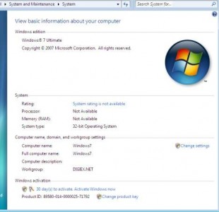 Windows 7 M1 System Properties