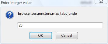Change Number of Last Closed Tabs Undo History