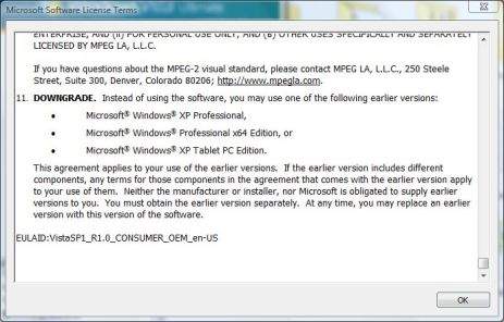 EULA ID for Original Vista SP1