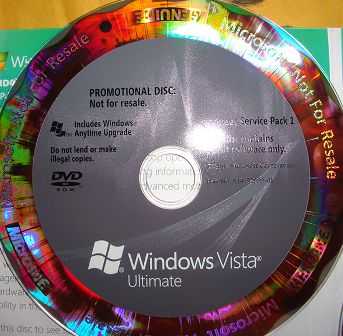 Free Windows Vista with SP1 Installation DVD Media Disc