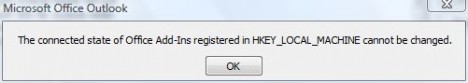 Cannot Change Add-In Status in Outlook