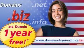 Free 1 Year .BIZ Domain from 1and1.com