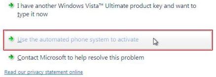 Windows Vista Phone Activation