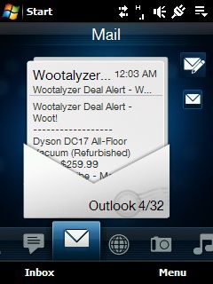 Original HTC TouchFLO Email Preview Envelope Overlay