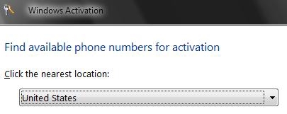 Select Location for Activation Phone Number