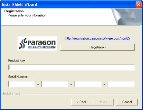 Paragon Hard Disk Manager Registration