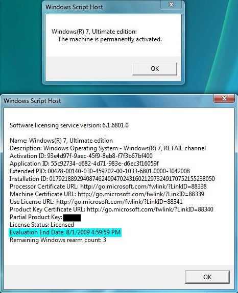 Windows 7 Activation Status