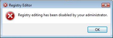 Registry editing has been disabled by your administrator