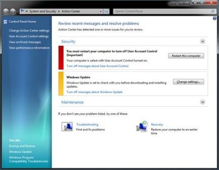 Windows 7 Action Center