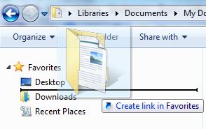 Adding Favorites Link in Windows 7