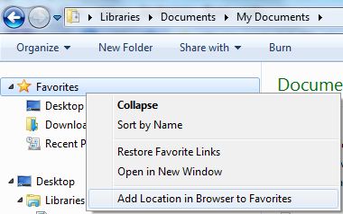 Add a Folder or Library Location to Favorites in Windows 7