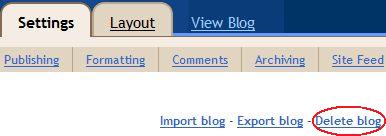 Delete Blogger Blog