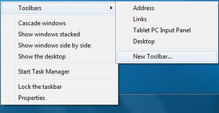 Create New Toolbar for Quick Launch Bar