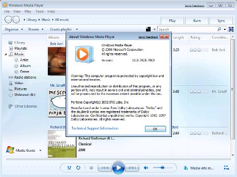 Windows 7 Build 7025 WMP 12