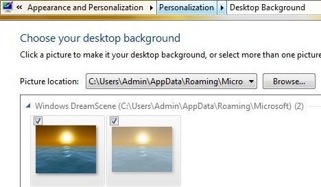 Windows 7 DreamScene is Desktop Background Personalization