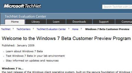Windows 7 Beta Customer Preview Program