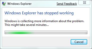 Windows Explorer has stopped working