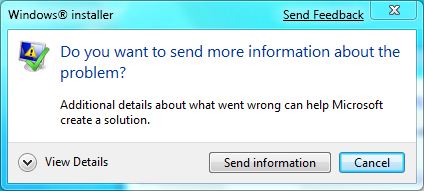 Send Error Information on Windows Installer Crashes