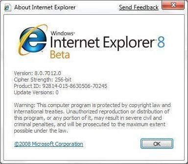 Windows 7 Build 7012 IE8