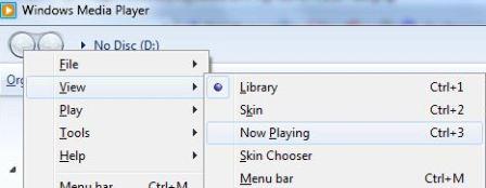 Windows Media Player WMP 12 View Menu