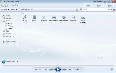 Windows Media Player 12 Library View Background Image