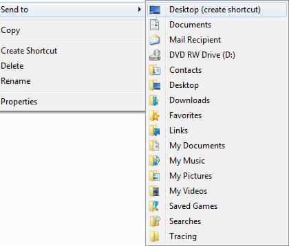 Expanded SendTo Menu with Hidden Folders