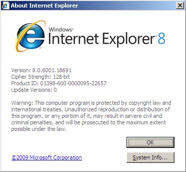 Internet Explorer 8.00.6001.18691