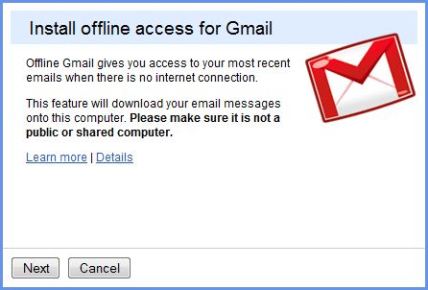 Insall Offline Access for Gmail