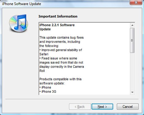 iPhone and iPod Touch Software Update version 2.2.1