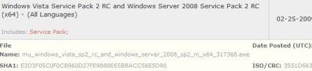 64-bit Windows Vista and Windows Server 2008 SP2 RC