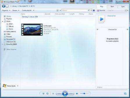 Windows 7 Build 7032 Media Player
