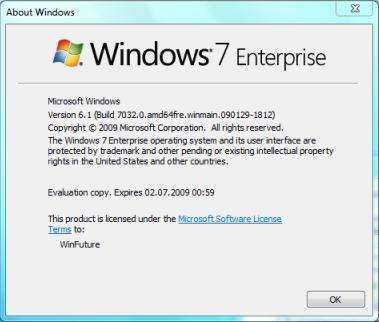 Windows 7 Enterprise 64-bit (x64) Build 7032