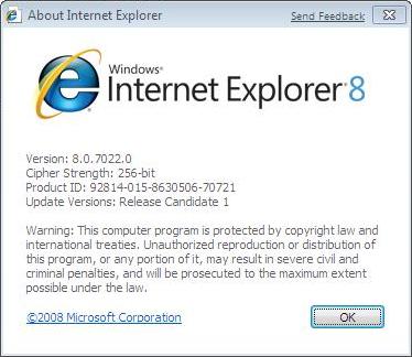 Windows 7 v7022 IE8 RC1