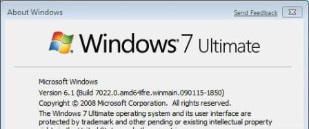 Windows 7 Build 7022 x64