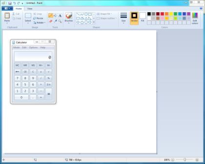 Windows 7 Build 7048 Calculator and Paint