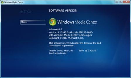 Windows 7 Build 7048 WMC