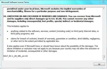 Windows 7 Build 7057 RC License Terms