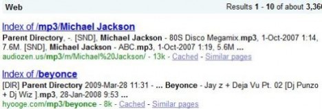 Google MP3 Search Results